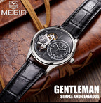 Megir Men's Watch – Tourbillon Design with Leather Strap