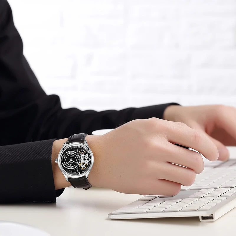 Megir Men's Watch – Tourbillon Design with Leather Strap