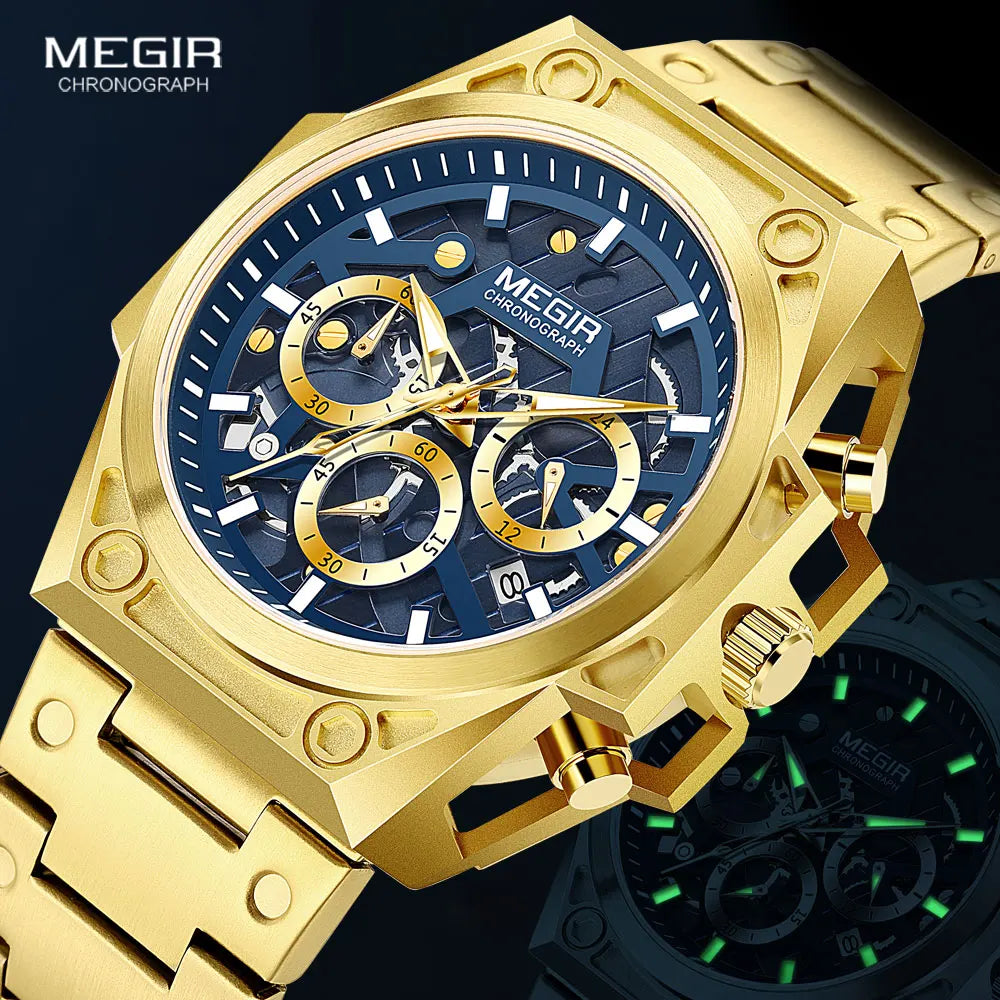 Megir LuminousSteel – Men's Stainless Steel Chronograph Watch