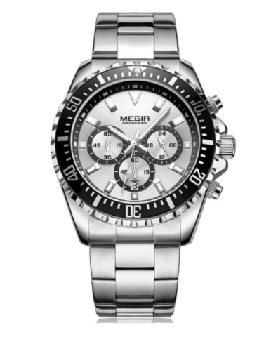 MEGIR NightMaster 2064 Men’s Watch – Stainless Steel Chronograph