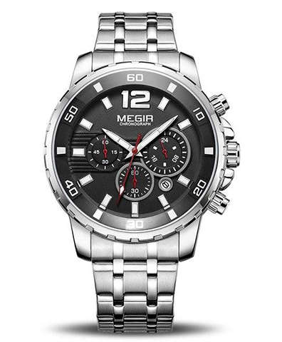 MEGIR 2068 Men’s Chronograph Watch – 46mm with Mesh Strap & Modern Style