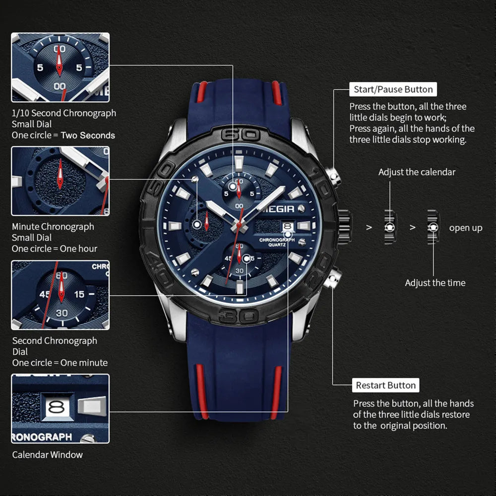 MEGIR XtremeForce™ Military Chronograph Watch