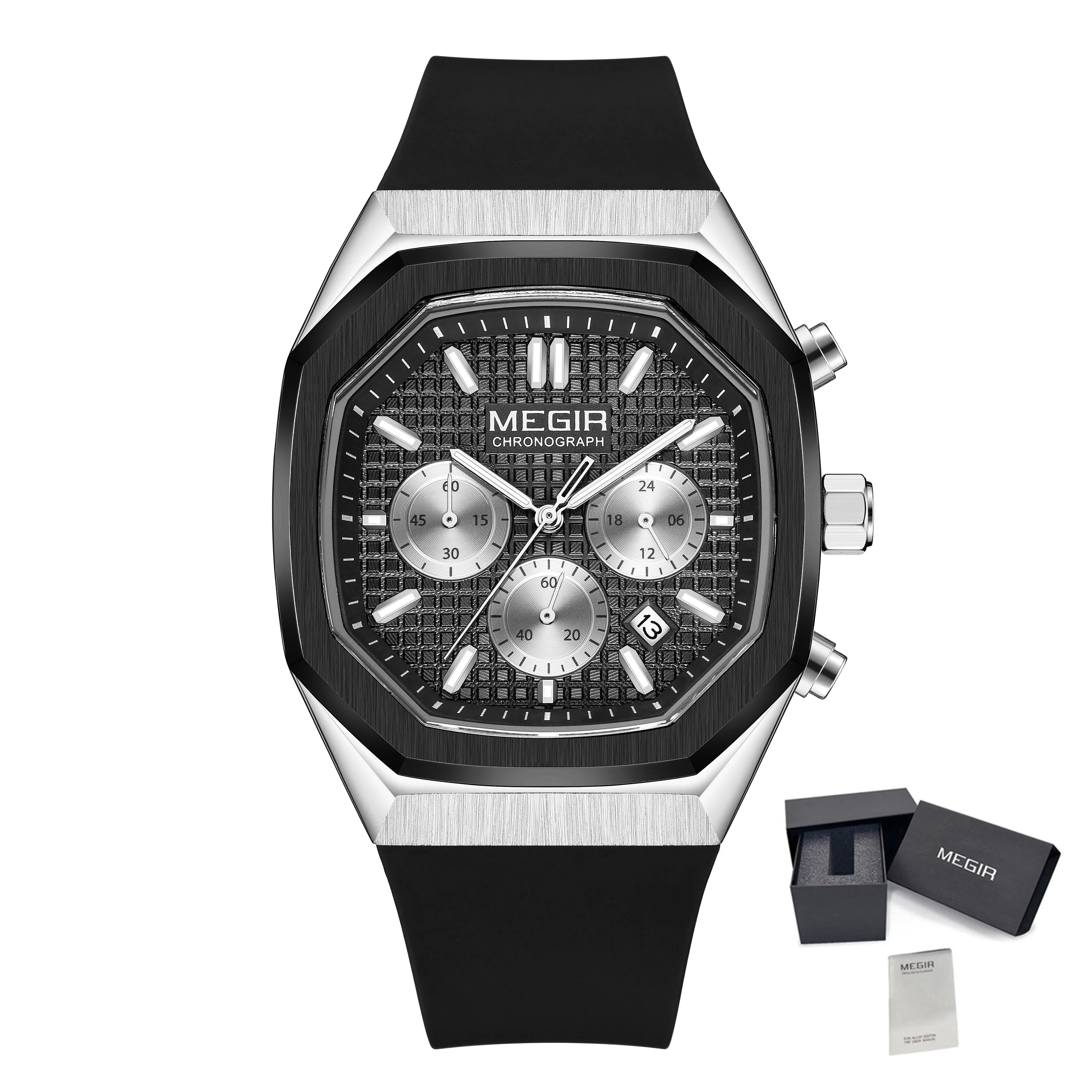 MEGIR 2215 Men’s Sport Watch with Chronograph, Silicone Strap & Analog-Digital Display
