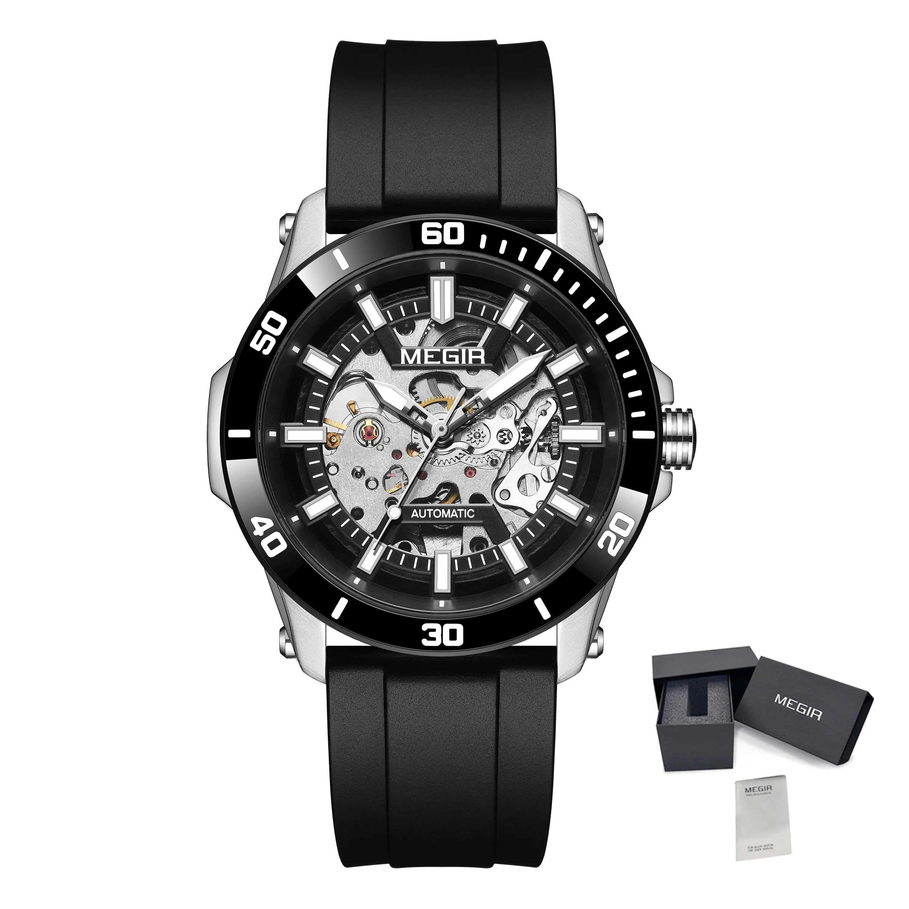 MEGIR 8605 Men’s Mechanical Watch with Stainless Steel Case and Sapphire Crystal