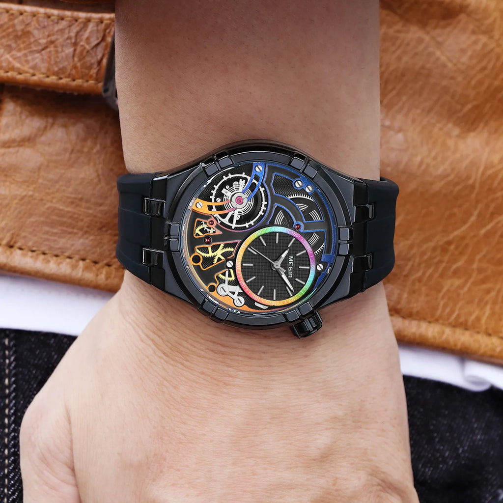 Herren-Sportuhr 4080 – Wasserdicht mit Leuchtanzeige und Silikonarmband 