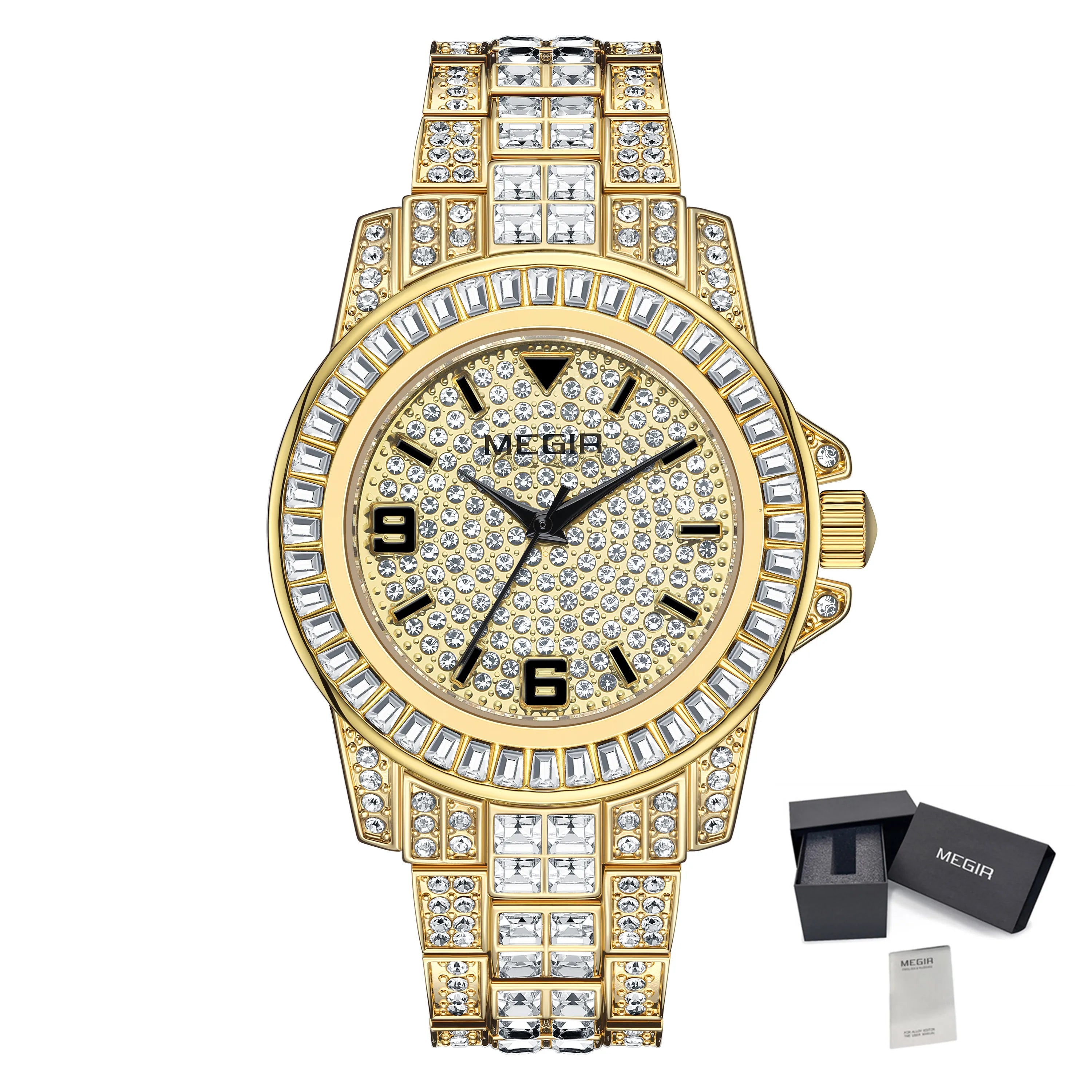 MEGIR Men’s Watch with Diamond Accents & Large Dial – Business Style Timepiece