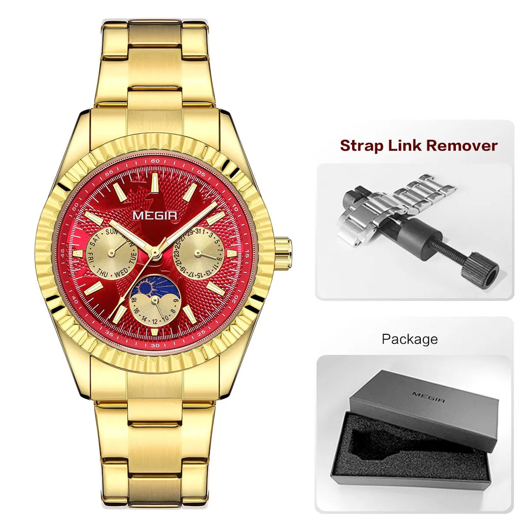 Megir MoonMaster – Men's Business Watch in Stainless Steel