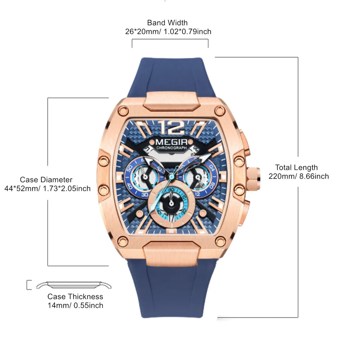 MEGIR Military 8112 Sport Watch with Chronograph and Silicone Strap