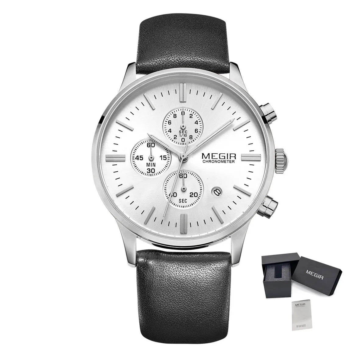 Men’s Sport Chronograph Watch with Leather Strap – Modern & Durable Design