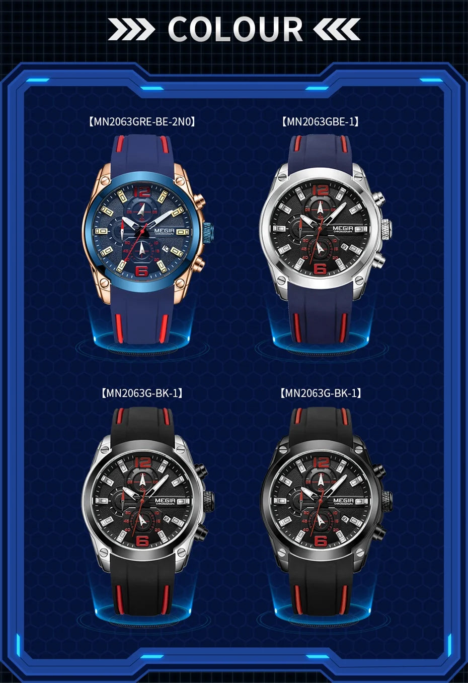 Megir Sport 2063 – Men’s Silicone Chronograph