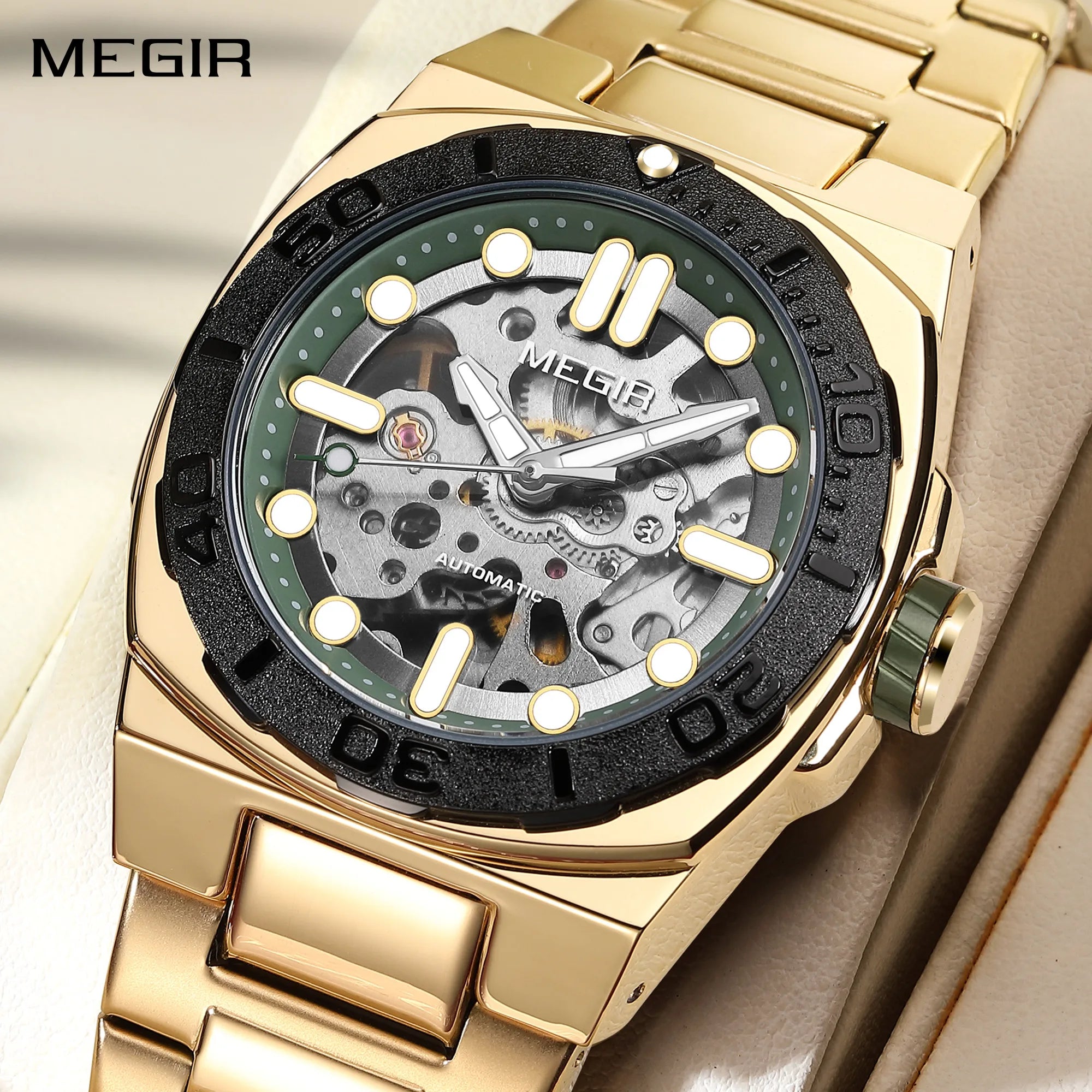 Men’s SteelCore Skeleton Automatic Watch — Stainless Steel Strap and Water Resistant