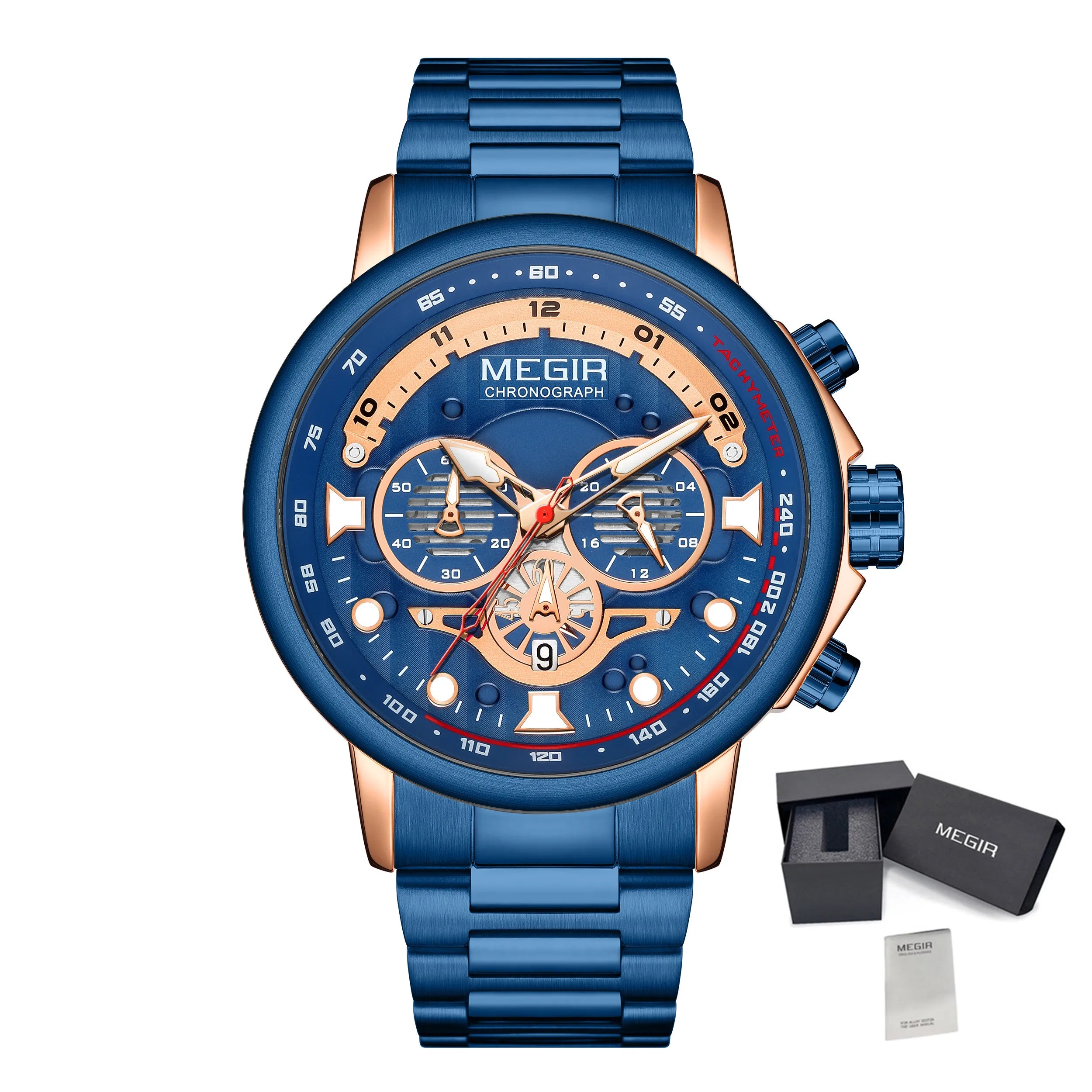 MEGIR Men’s Luxury 8890 Watch – Stainless Steel Chronograph & Water Resistant