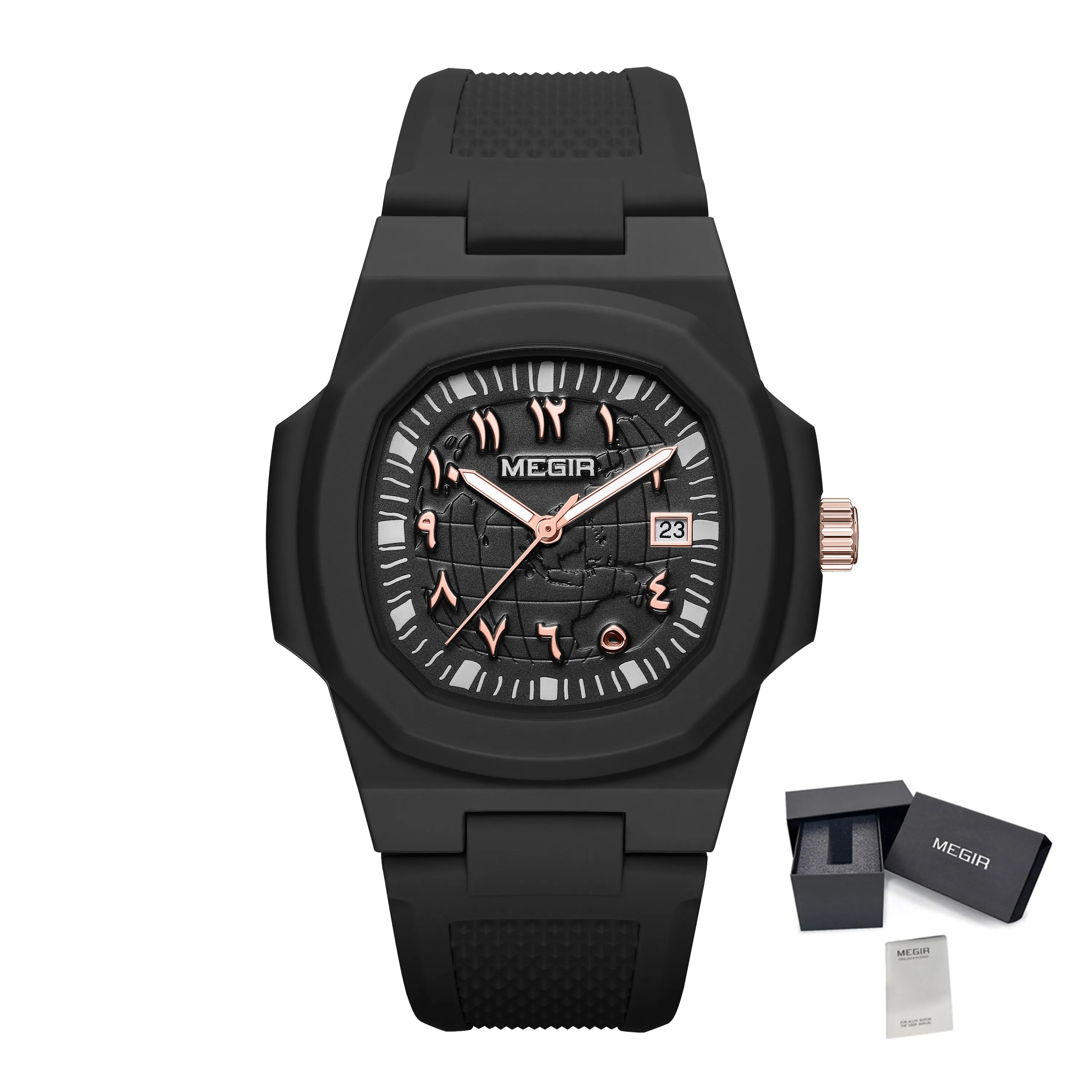 MEGIR 8119 Men's Sport Quartz Watch with Silicone Strap and Water Resistance