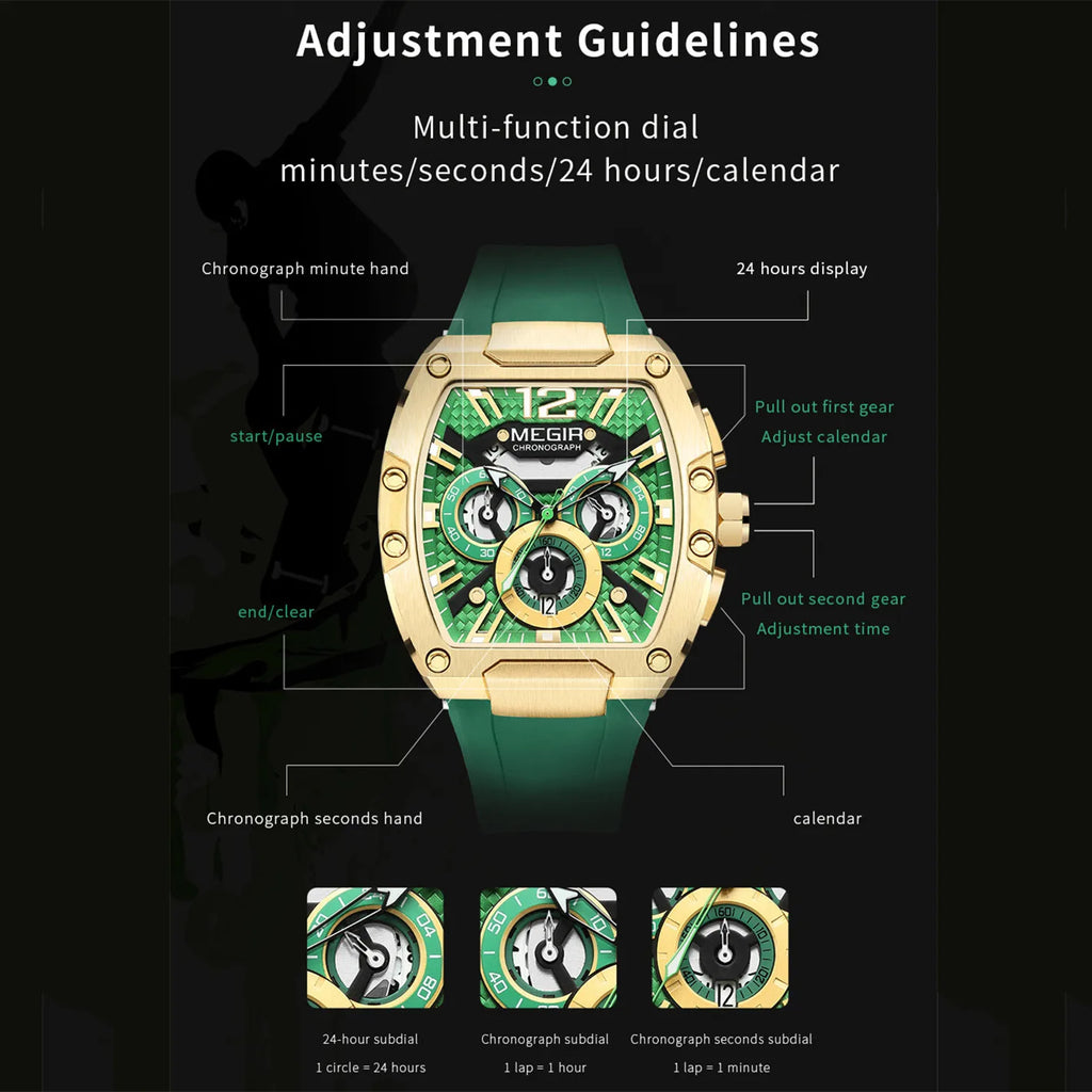 MEGIR Men’s Watch – Waterproof Sport Chronograph with Large Dial