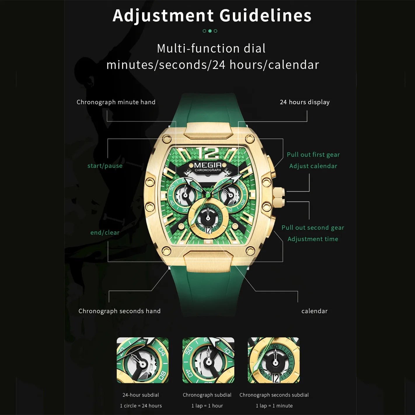 MEGIR Military 8112 Sport Watch with Chronograph and Silicone Strap