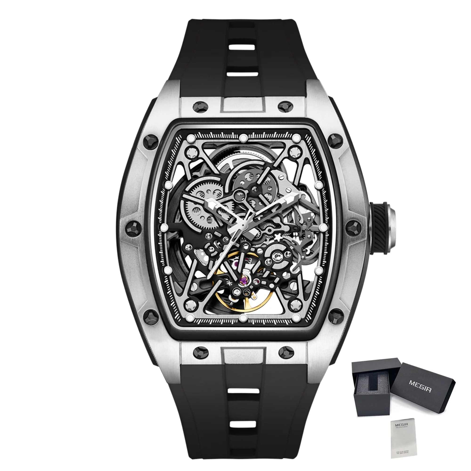 Men’s Automatic Sport Watch 9198-3 with Silicone Strap