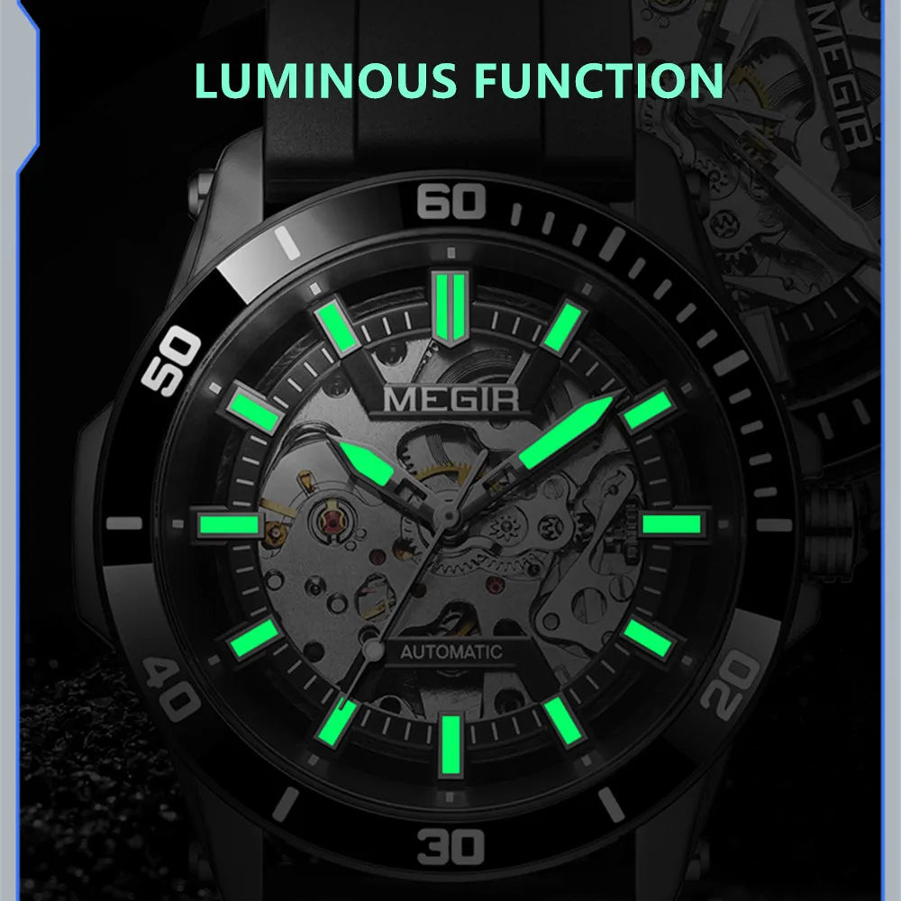 MEGIR 8605 Men’s Mechanical Watch with Stainless Steel Case and Sapphire Crystal