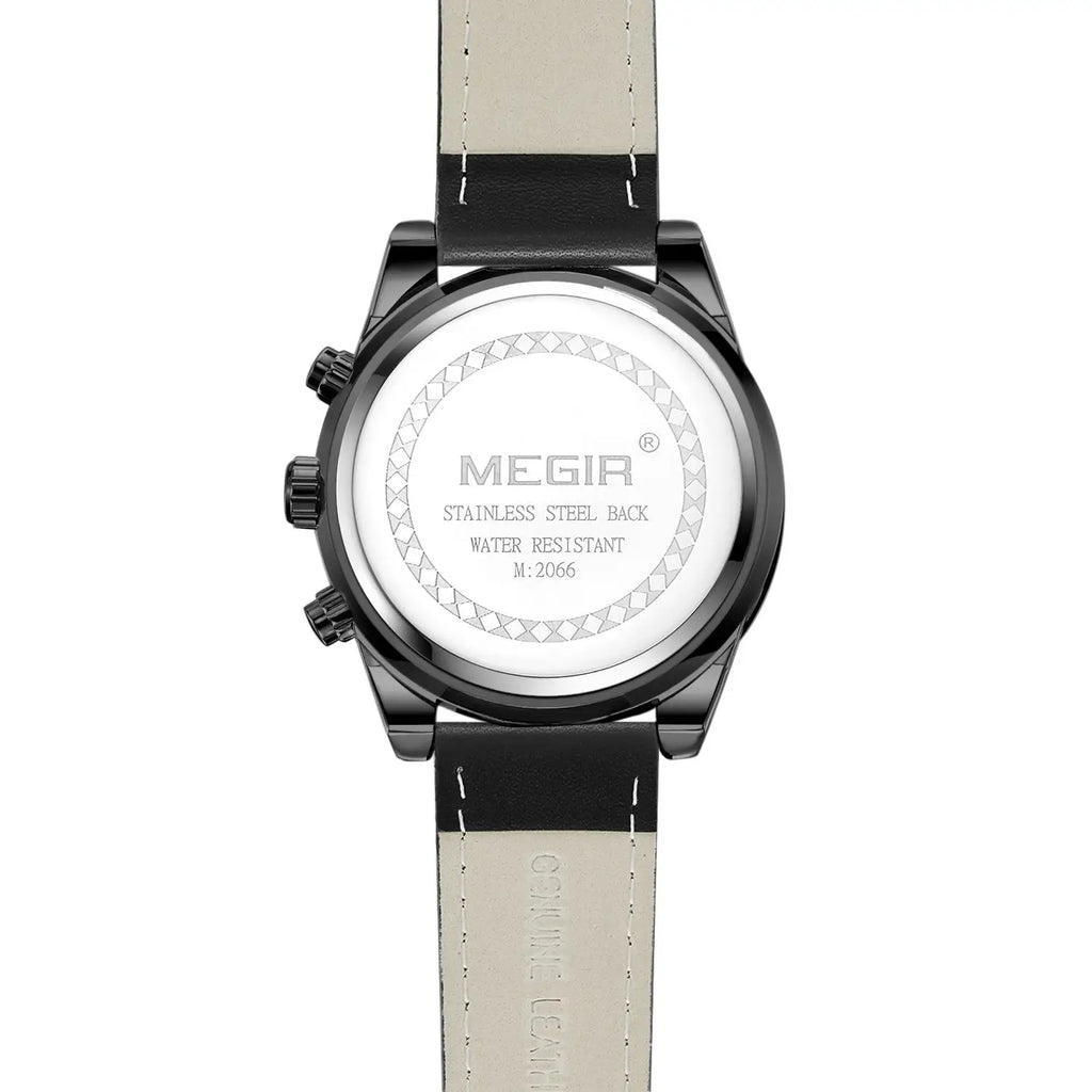 MEGIR Men’s Watch – Waterproof Sport Chronograph with Leather Strap