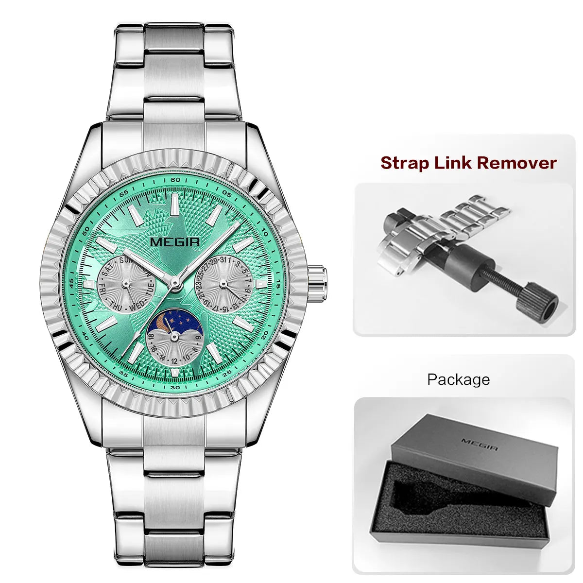 Megir MoonMaster – Men's Business Watch in Stainless Steel