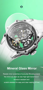 Luxury Men’s Automatic Mechanical Watch with Stainless Steel Skeleton Dial