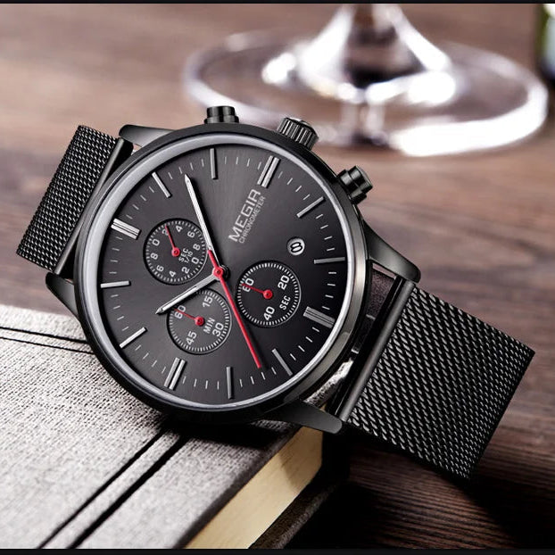 MEGIR Men’s Quartz Waterproof Watch with Chronograph and Night Light