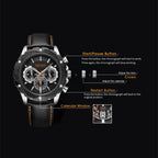 Men’s Sport 6586 Watch – Chronograph with Leather Strap