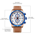 MEGIR Men’s Military Watch with Chronograph, Leather Strap, and Water Resistance