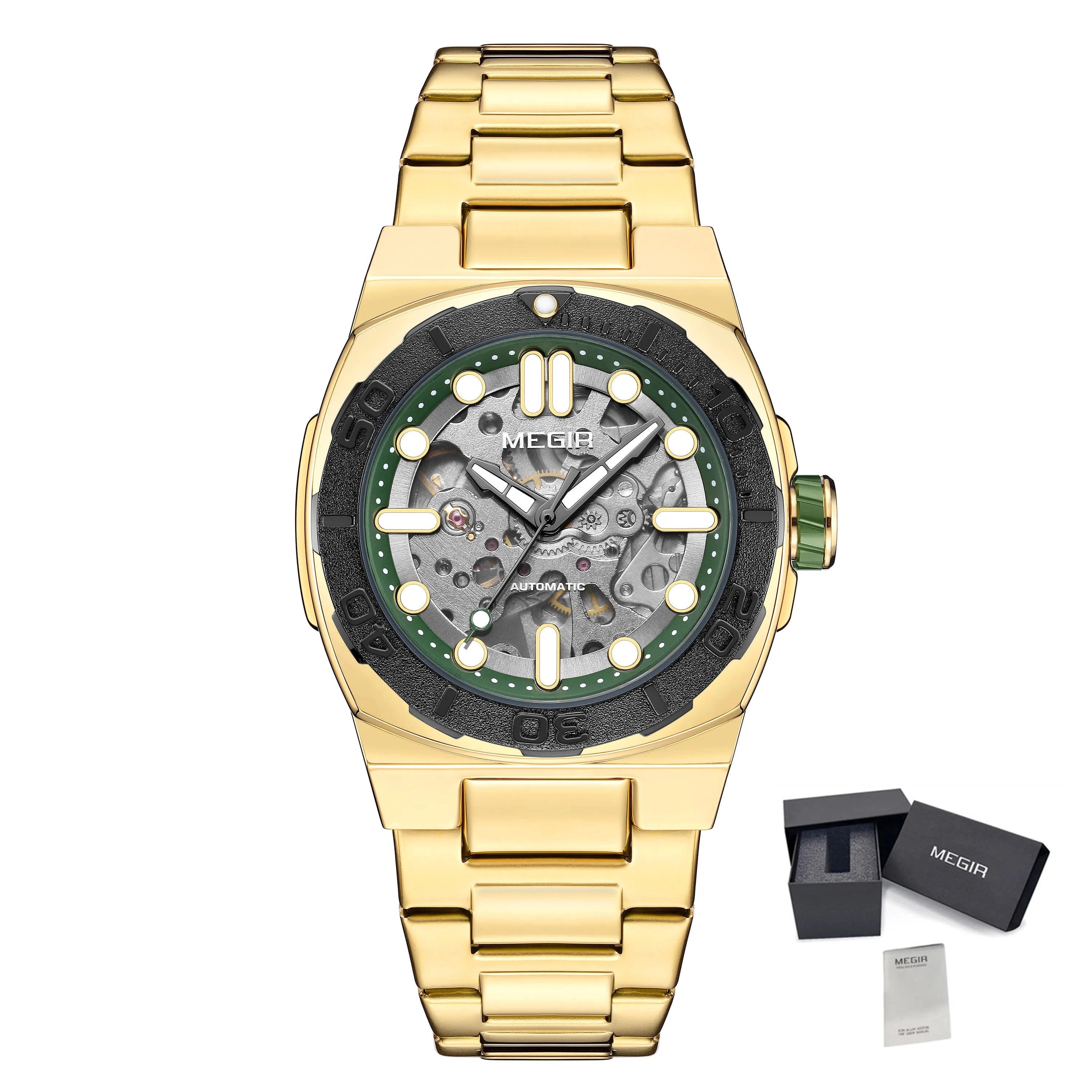 Men’s SteelCore Skeleton Automatic Watch — Stainless Steel Strap and Water Resistant