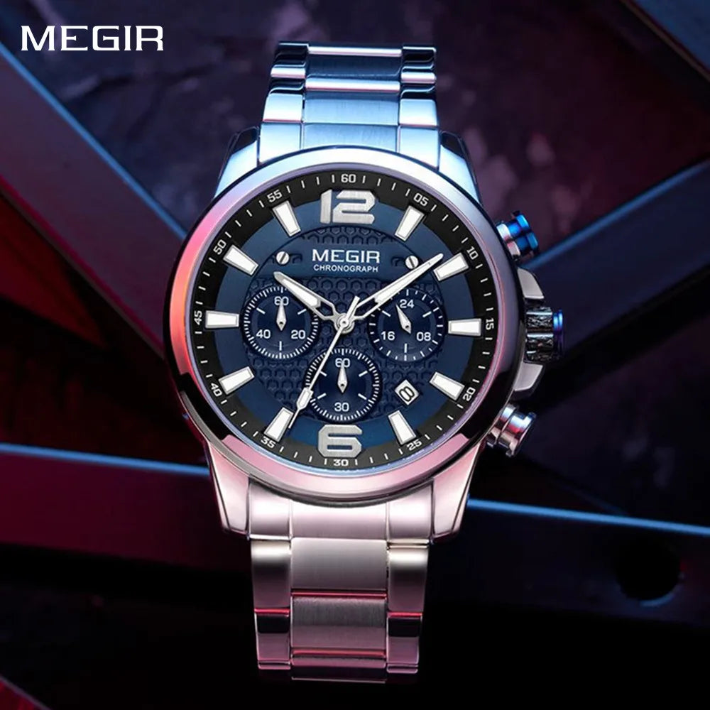 Megir SteelLux Chrono – Men's Stainless Steel Watch 3ATM