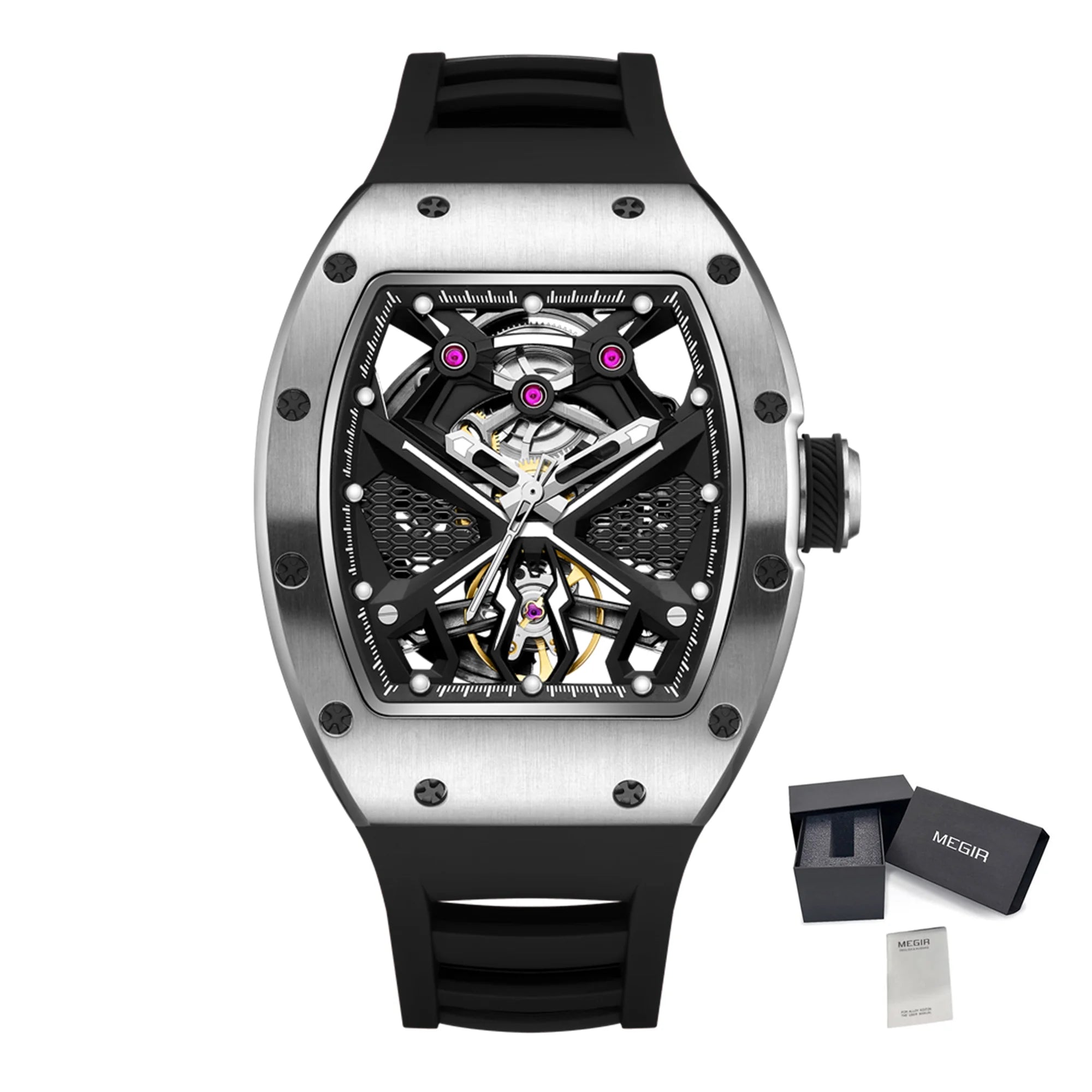 MEGIR 9190-5 Men’s Automatic Sport Watch with Skeleton Design