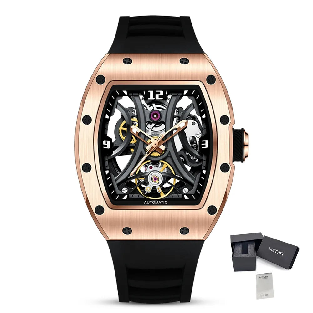 Automatic SteelSport Skeleton Watch – Men’s Mechanical with Silicone Strap