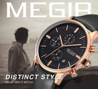 Men’s Sport Chronograph Watch with Leather Strap – Modern & Durable Design