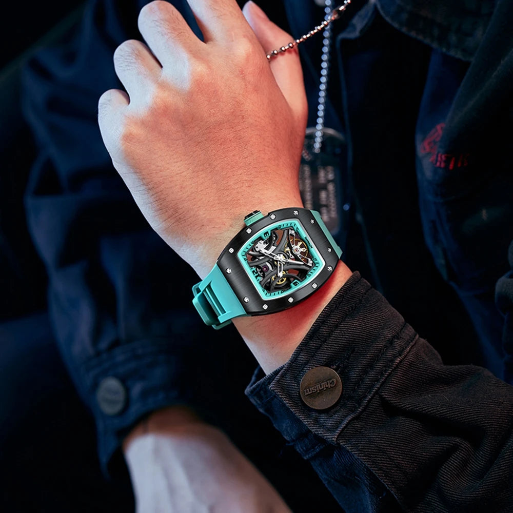 Automatic SteelSport Skeleton Watch – Men’s Mechanical with Silicone Strap