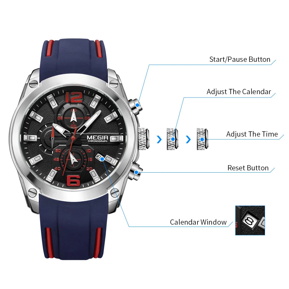Megir Sport 2063 – Men’s Silicone Chronograph