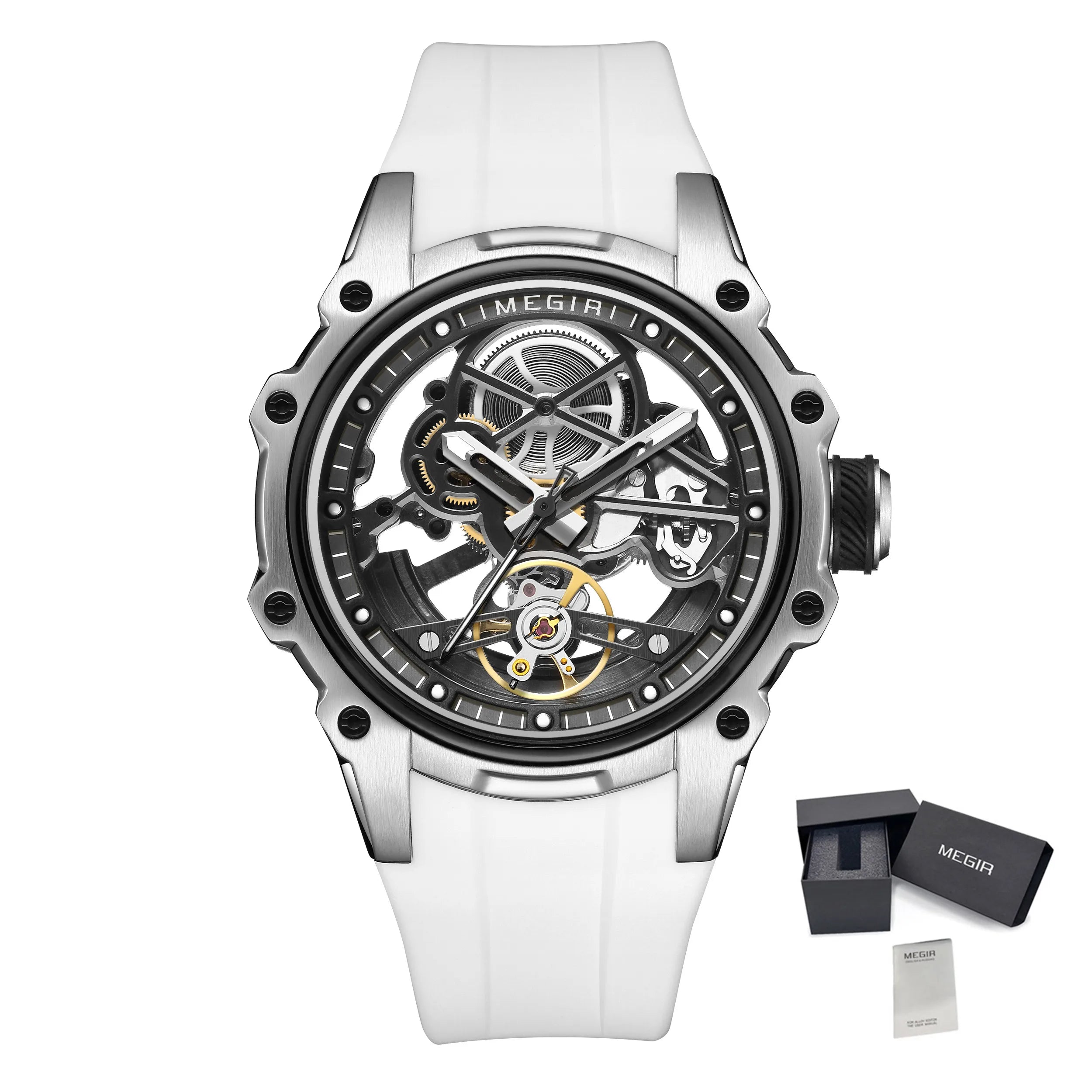 Luxury Men’s Automatic Mechanical Watch with Stainless Steel Skeleton Dial