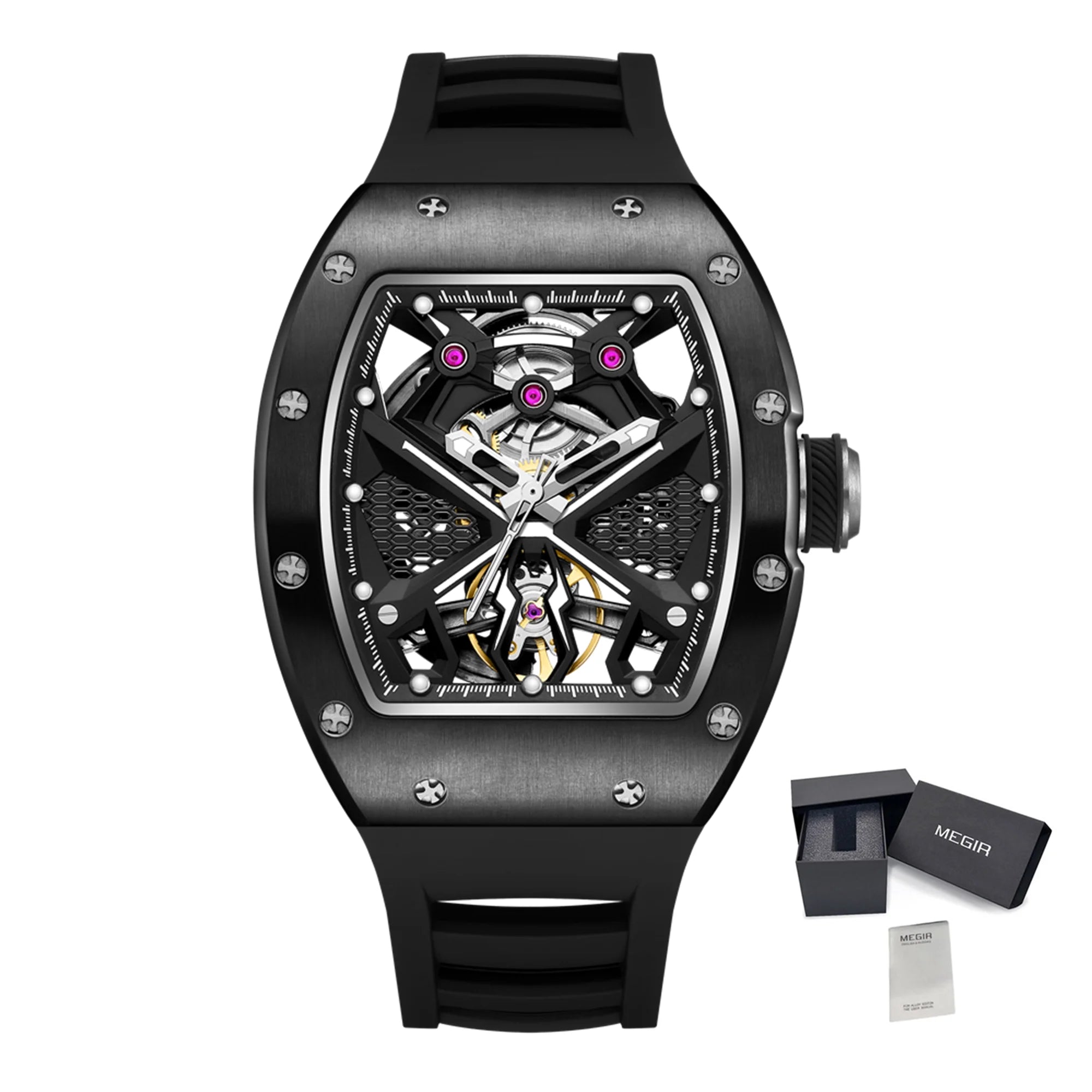 MEGIR 9190-5 Men’s Automatic Sport Watch with Skeleton Design