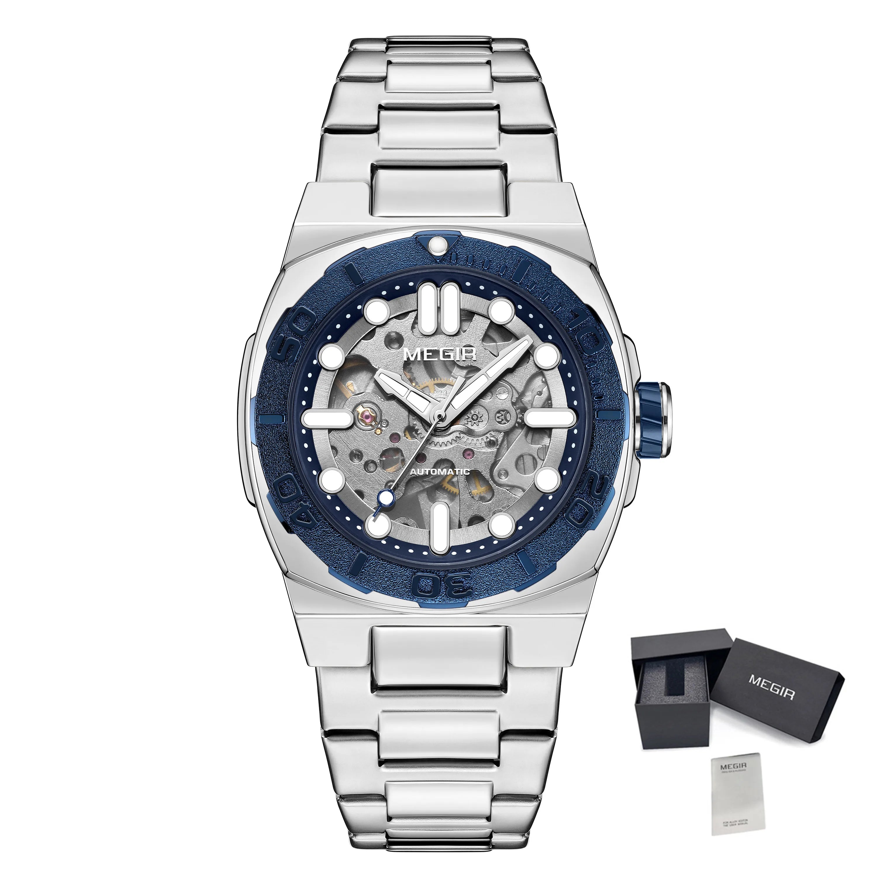 Men’s SteelCore Skeleton Automatic Watch — Stainless Steel Strap and Water Resistant