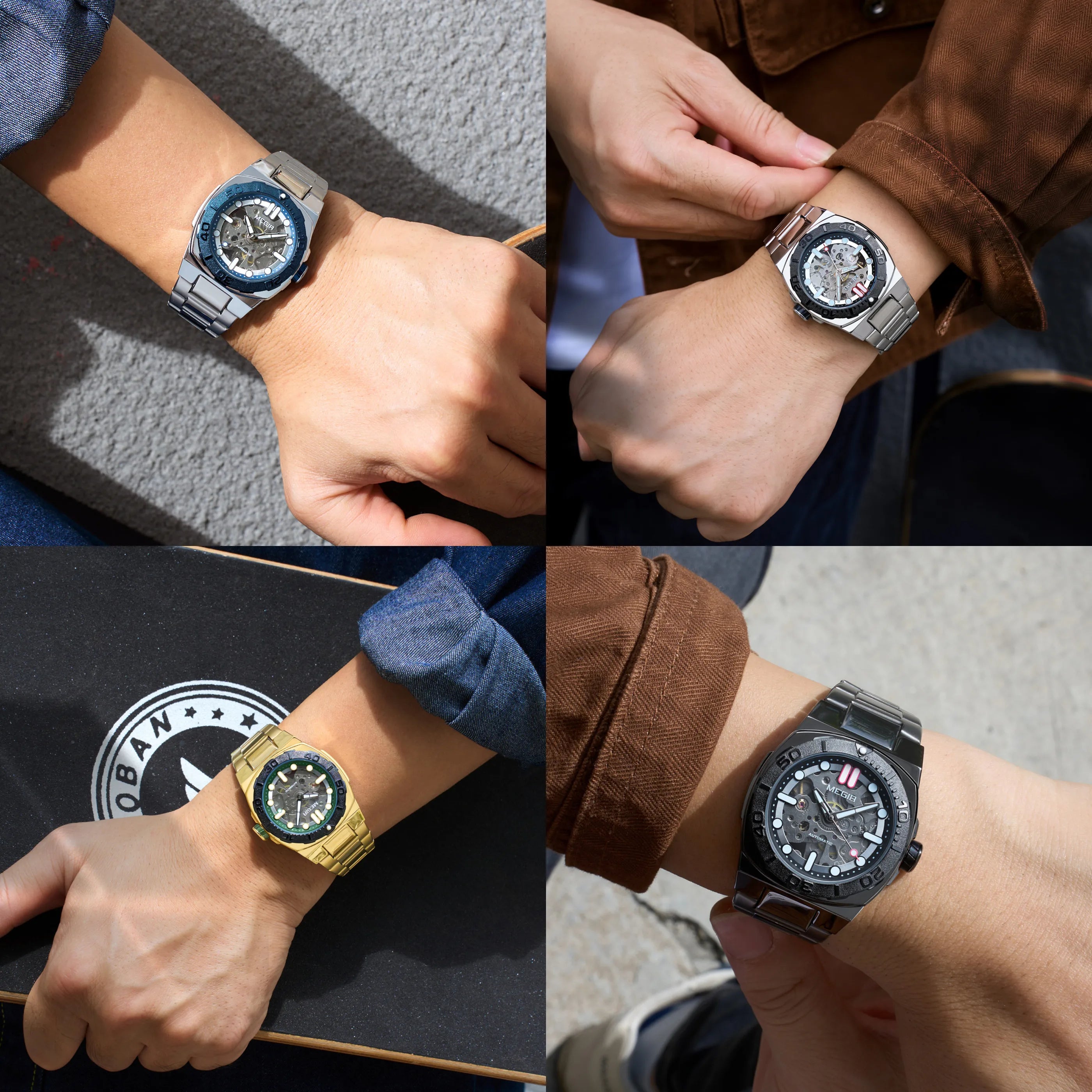 Men’s SteelCore Skeleton Automatic Watch — Stainless Steel Strap and Water Resistant