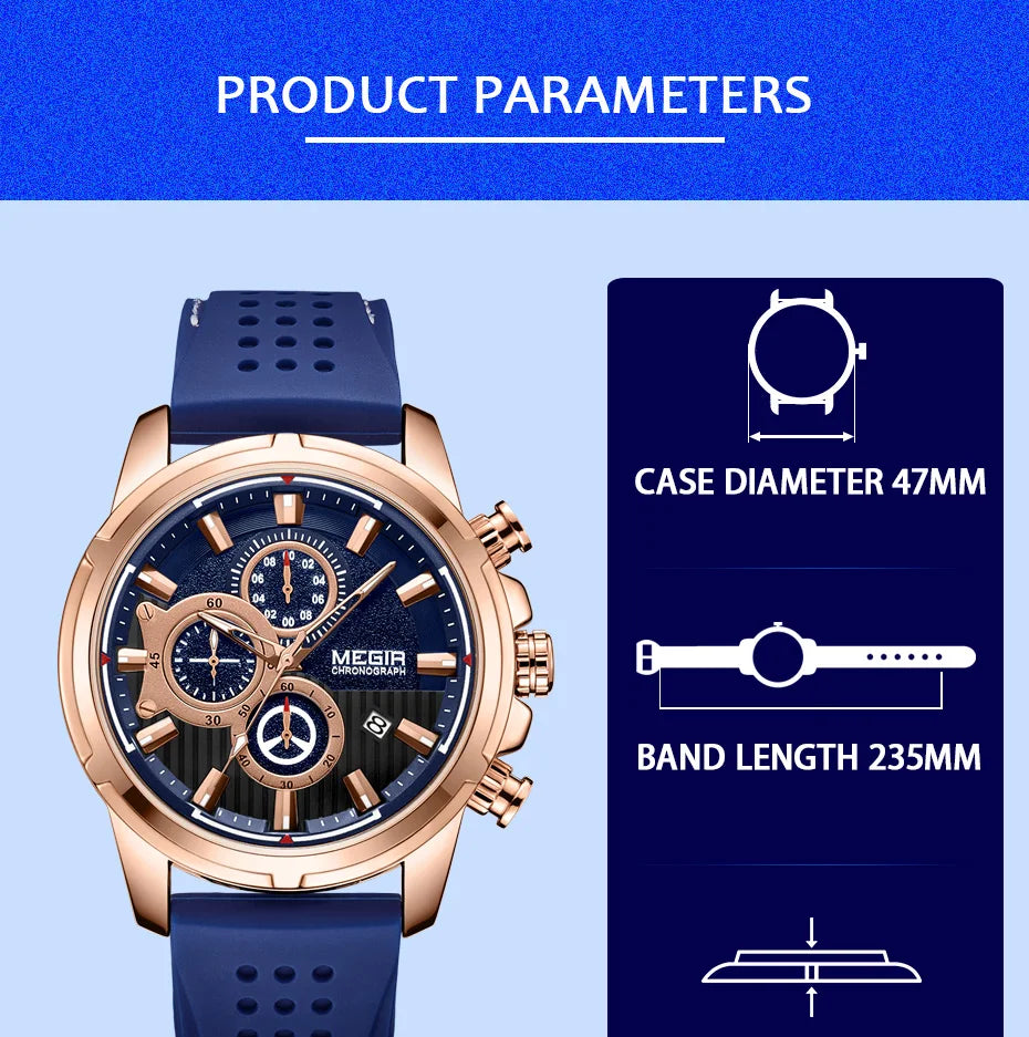 Men’s Quartz Chronograph 5090 Watch with Silicone Strap and Water Resistance