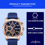 Men’s Quartz Chronograph 5090 Watch with Silicone Strap and Water Resistance