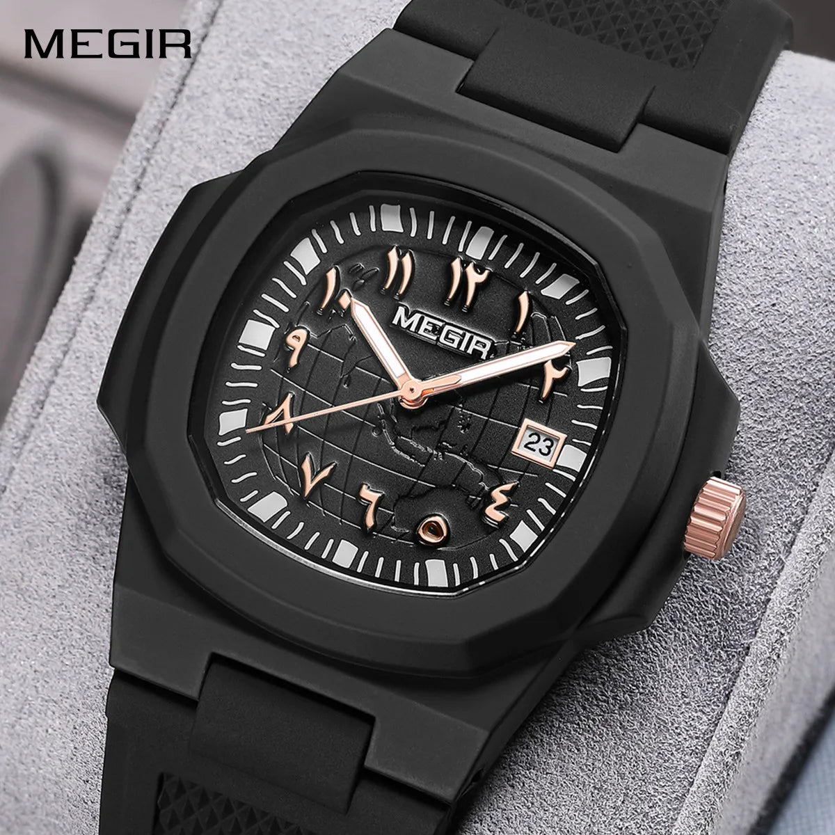 MEGIR 8119 Men's Sport Quartz Watch with Silicone Strap and Water Resistance