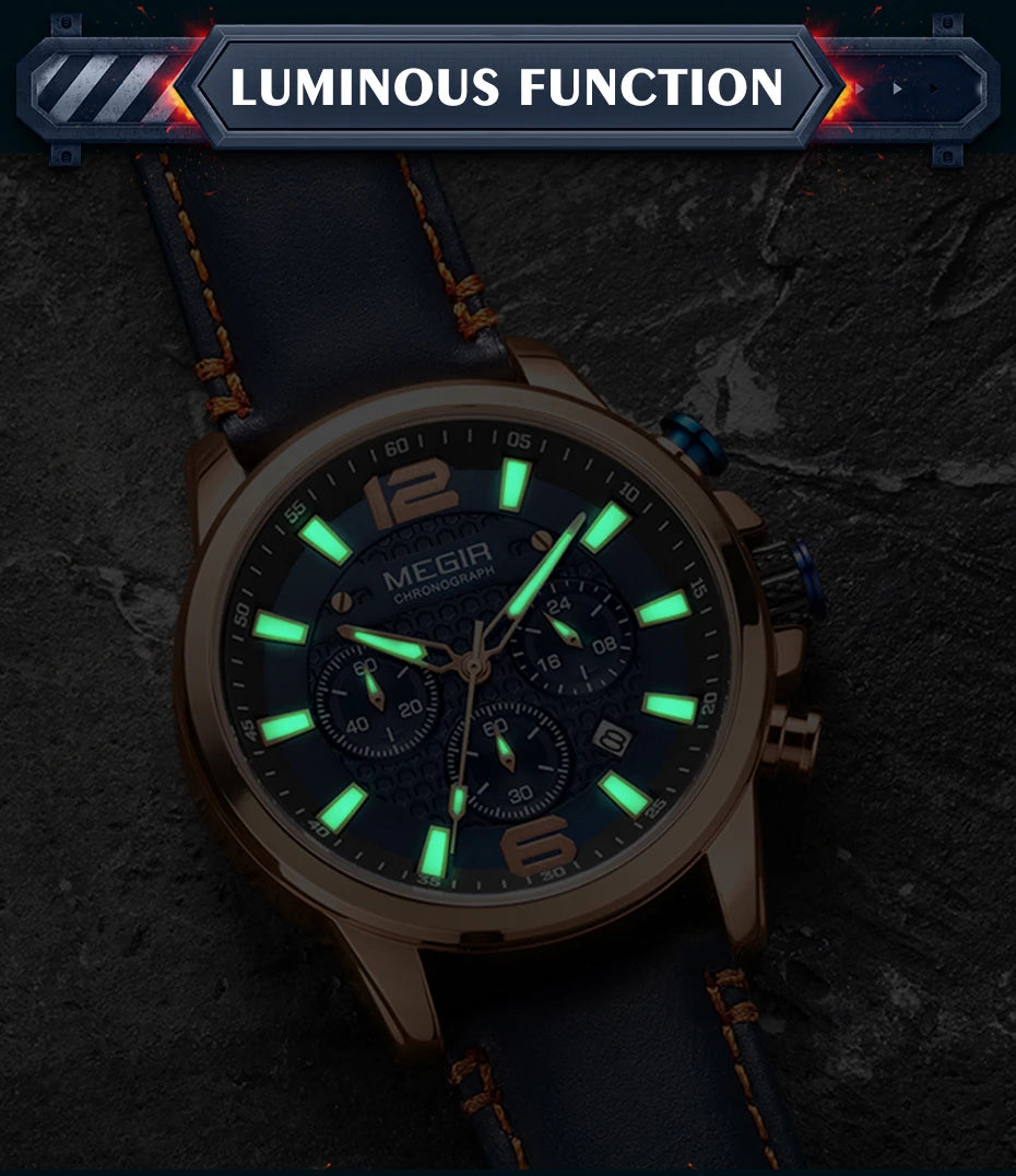 MEGIR – Men’s Luxury Casual Watch with Chronograph & Luminous Display