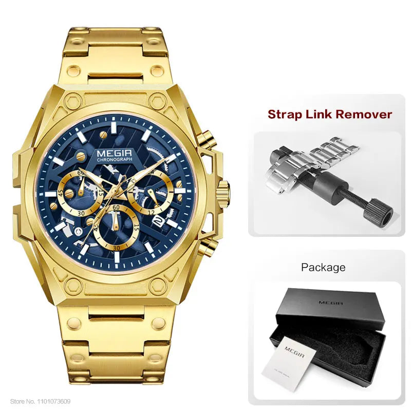 Megir LuminousSteel – Men's Stainless Steel Chronograph Watch