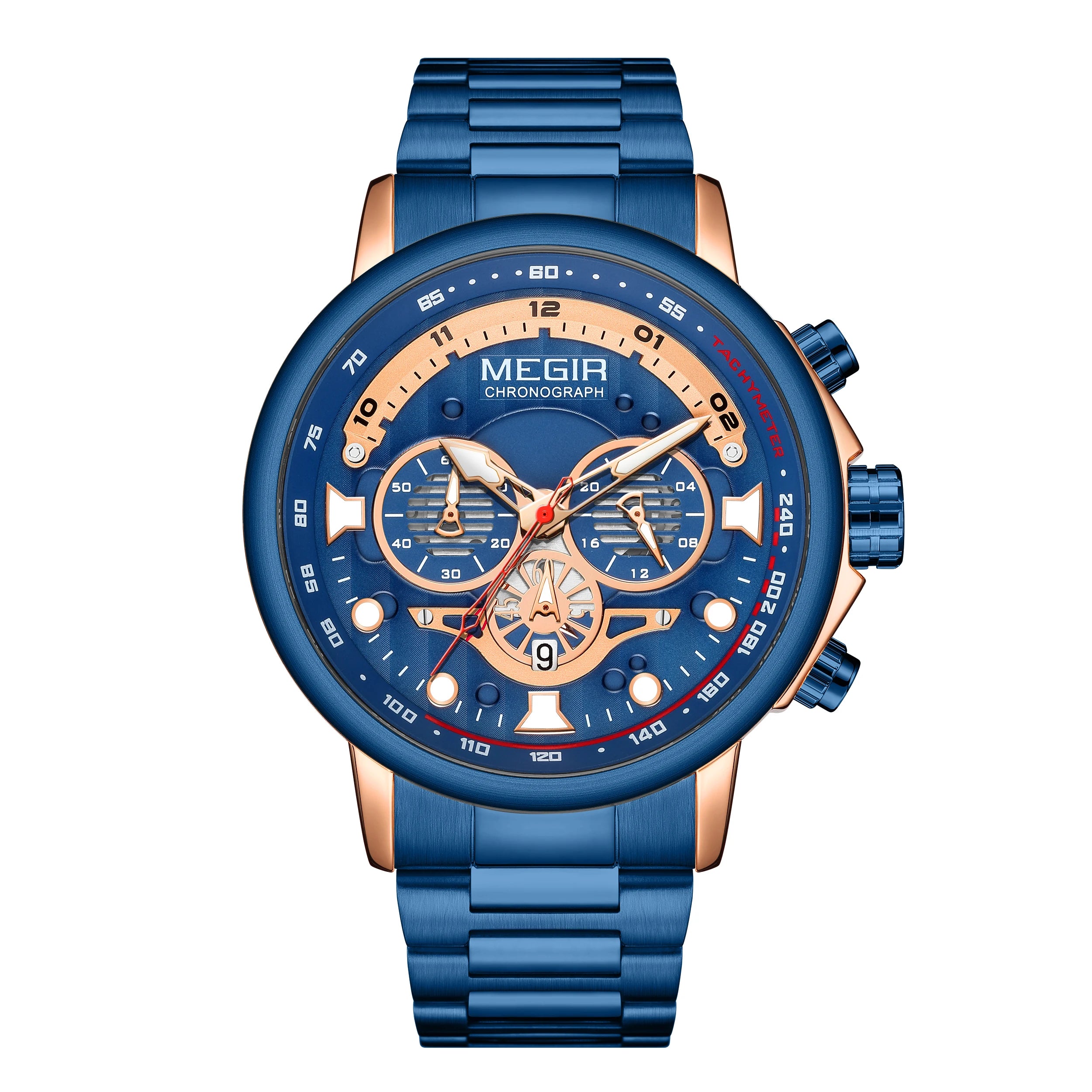 MEGIR Men’s Luxury 8890 Watch – Stainless Steel Chronograph & Water Resistant