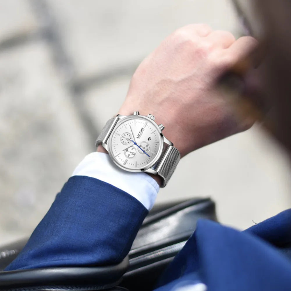 MEGIR Men’s Quartz Waterproof Watch with Chronograph and Night Light