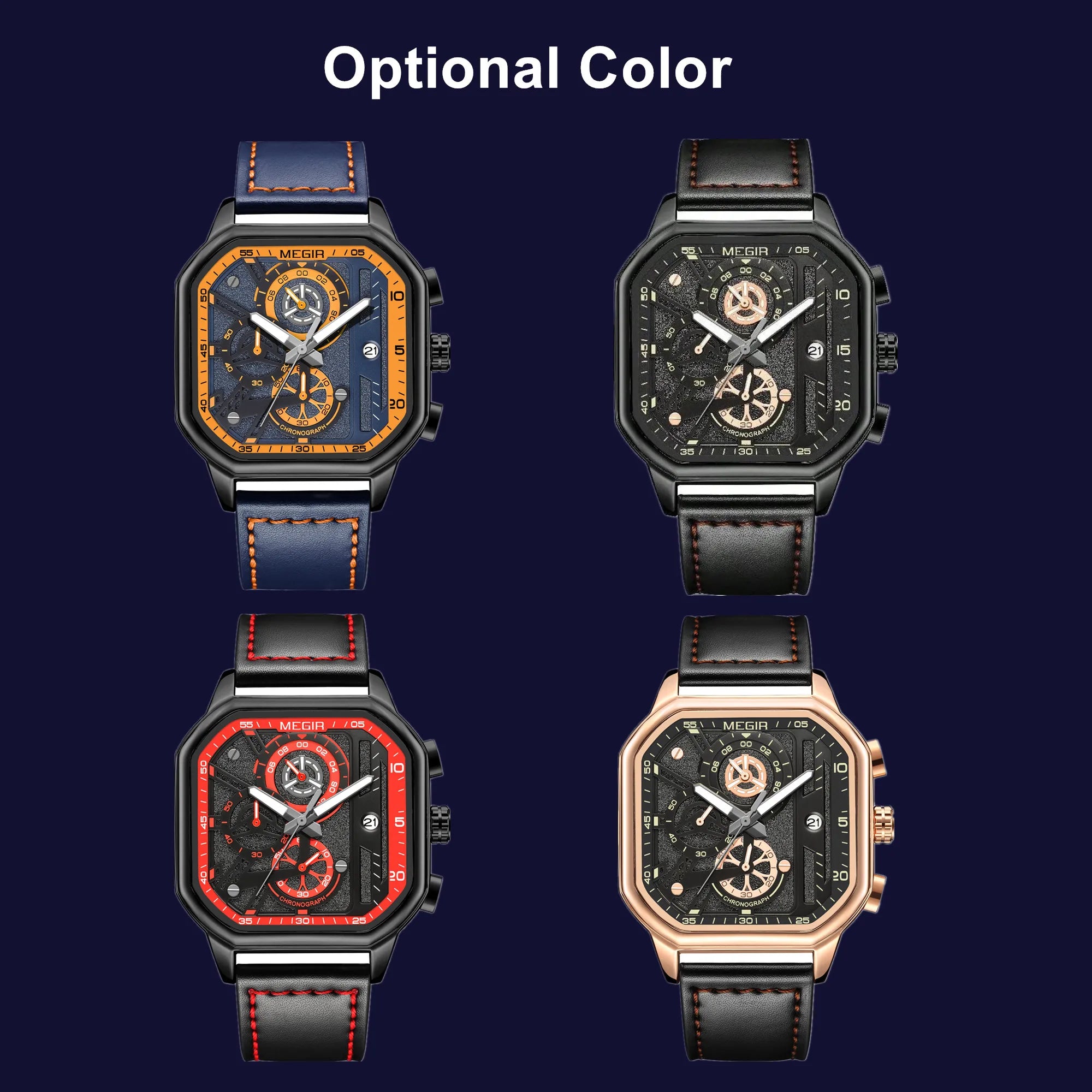 MEGIR Men’s Military Watch – Quartz Chronograph with Leather Strap