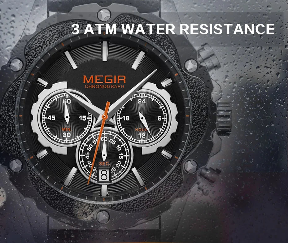 Men’s Sport 6586 Watch – Chronograph with Leather Strap