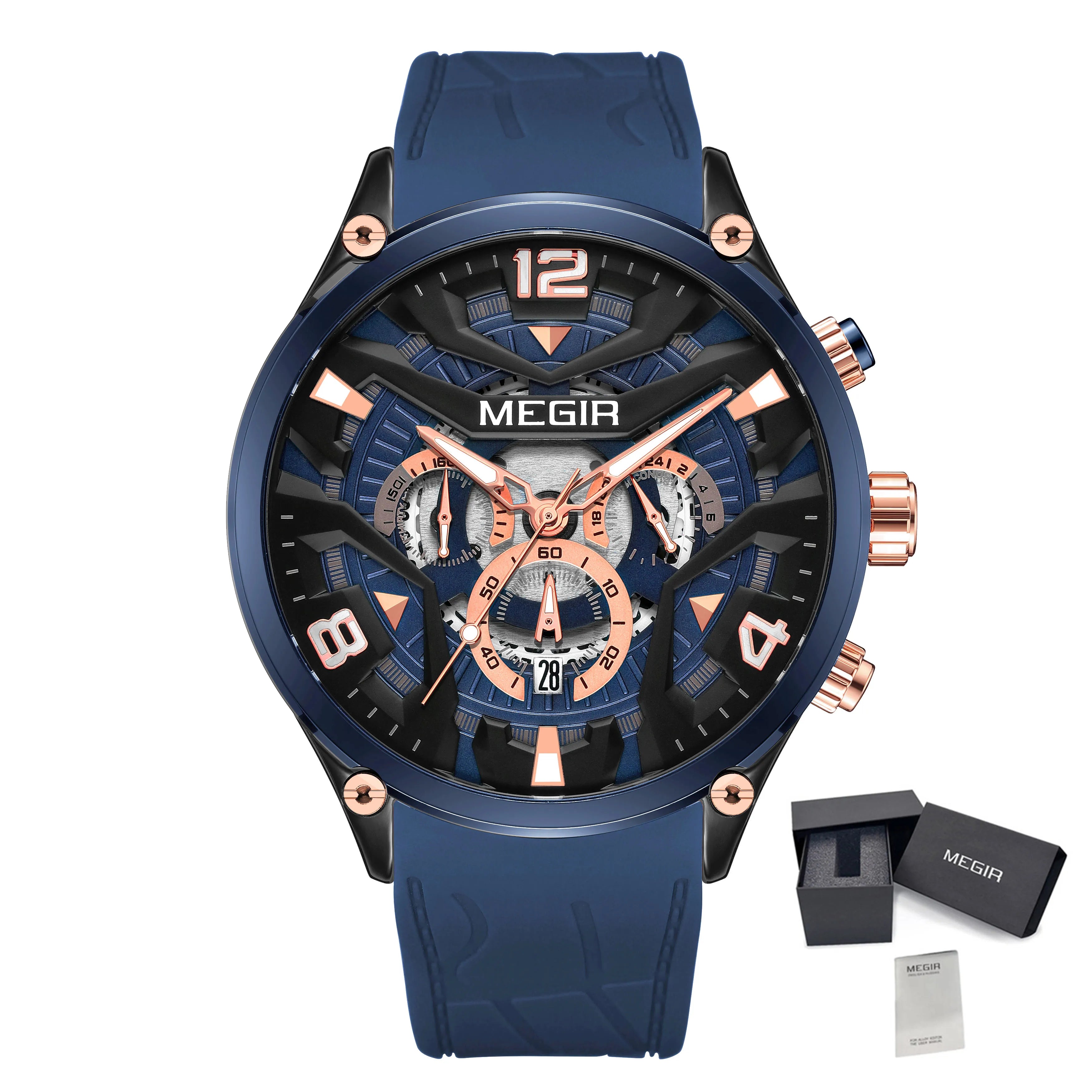 MEGIR – Men’s Military 2222 Quartz Watch with Chronograph and Silicone Strap