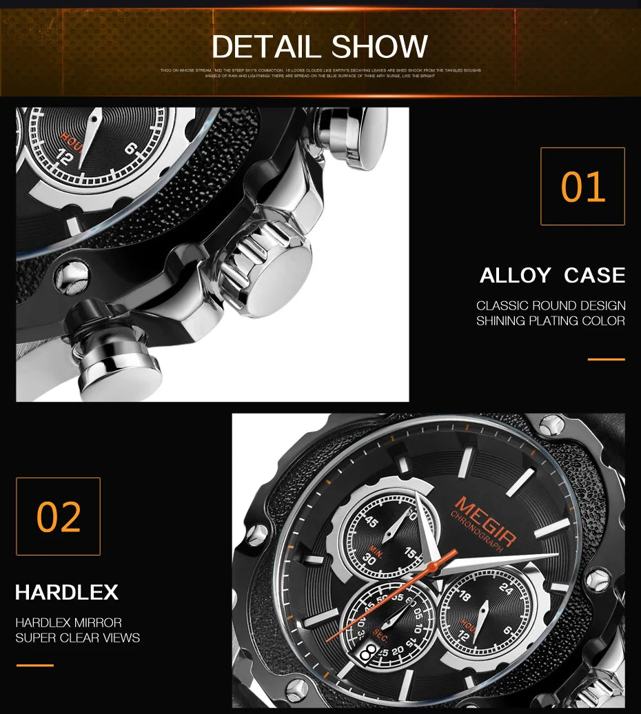 Men’s Sport 6586 Watch – Chronograph with Leather Strap