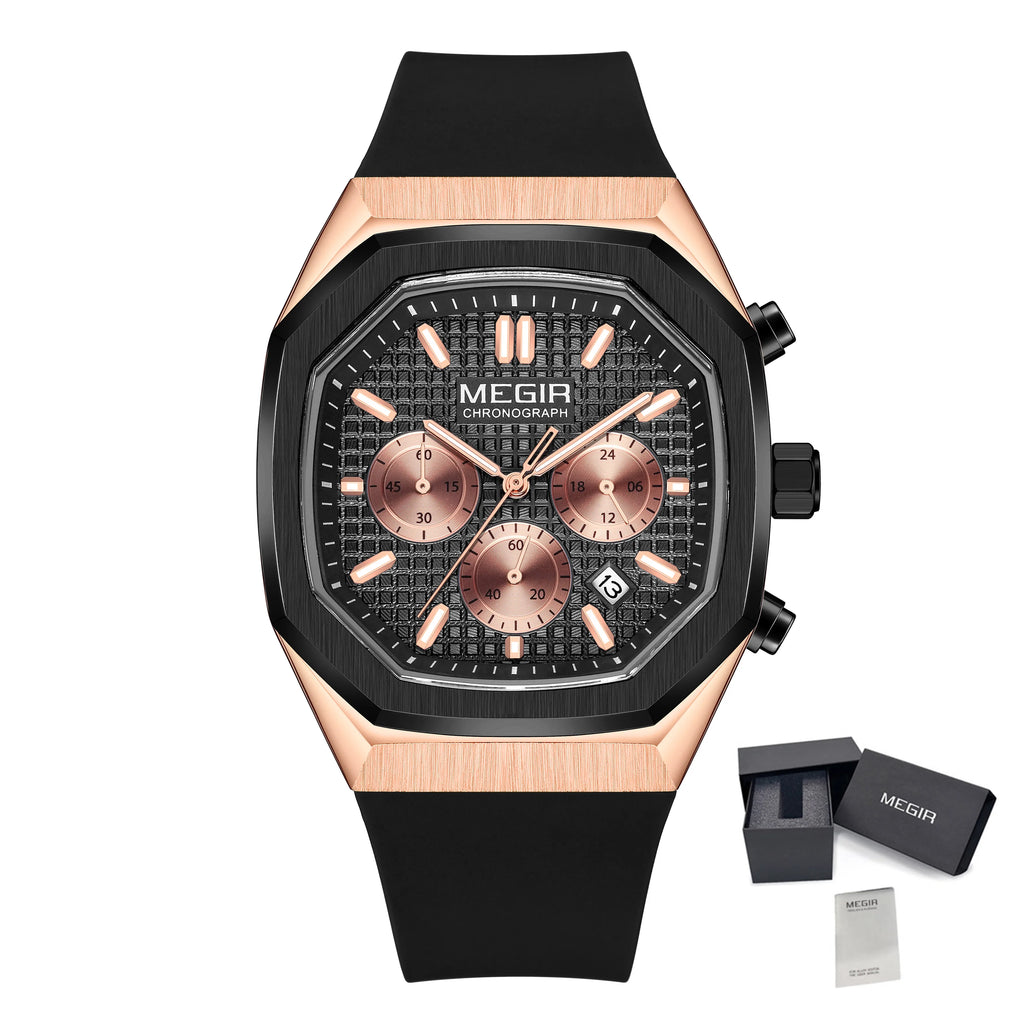 MEGIR 2215 Men’s Sport Watch with Chronograph, Silicone Strap & Analog-Digital Display